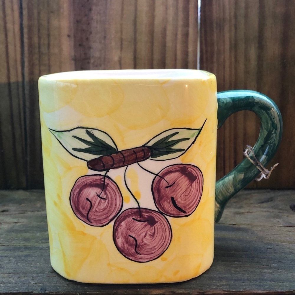 Houston Harvest Hand Painted Cherry Coffee Mug